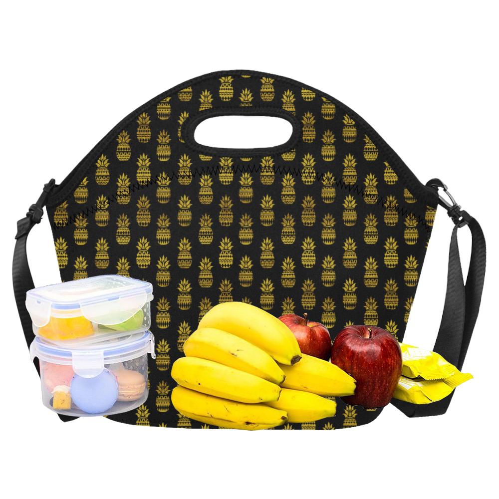 Pineapple Gold Tribal Style Print Neoprene Lunch Bag (Model 1669)(Large)-JTAMIGO.COM