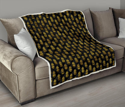 Pineapple Gold Tribal Style Print Premium Quilt-JTAMIGO.COM