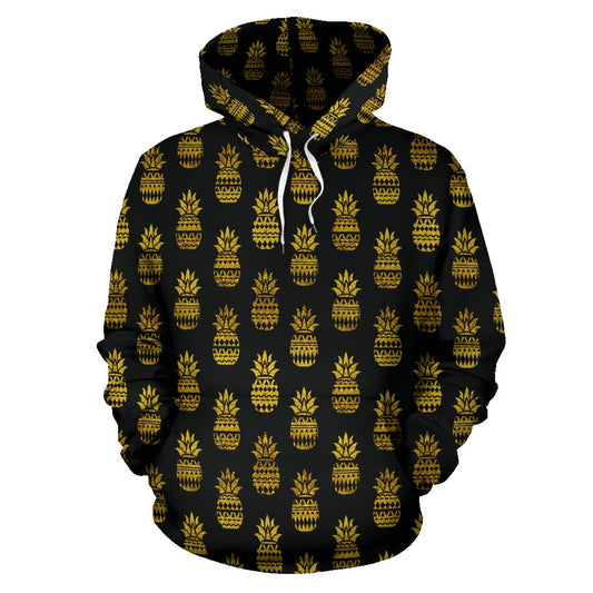 Pineapple Gold Tribal Style Print Pullover Hoodie