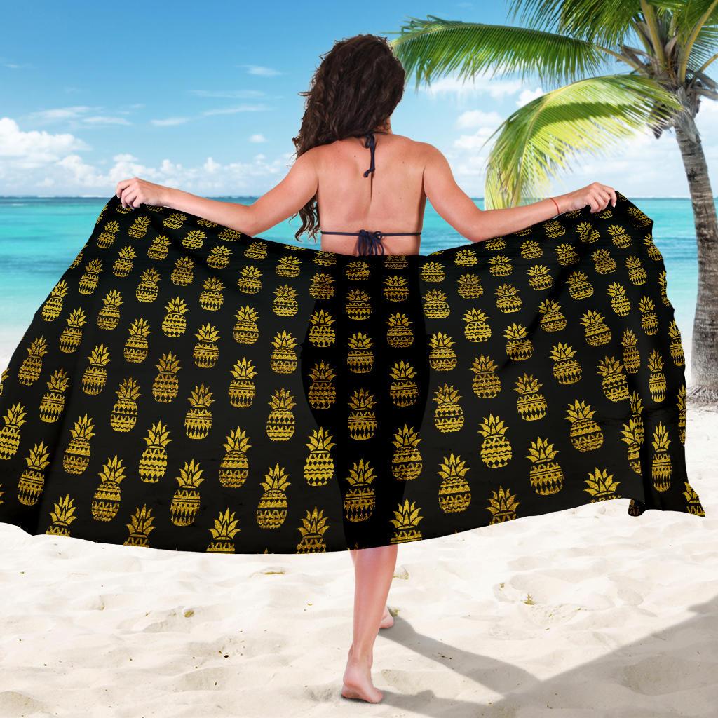 Pineapple Gold Tribal Style Print Sarong Pareo Wrap