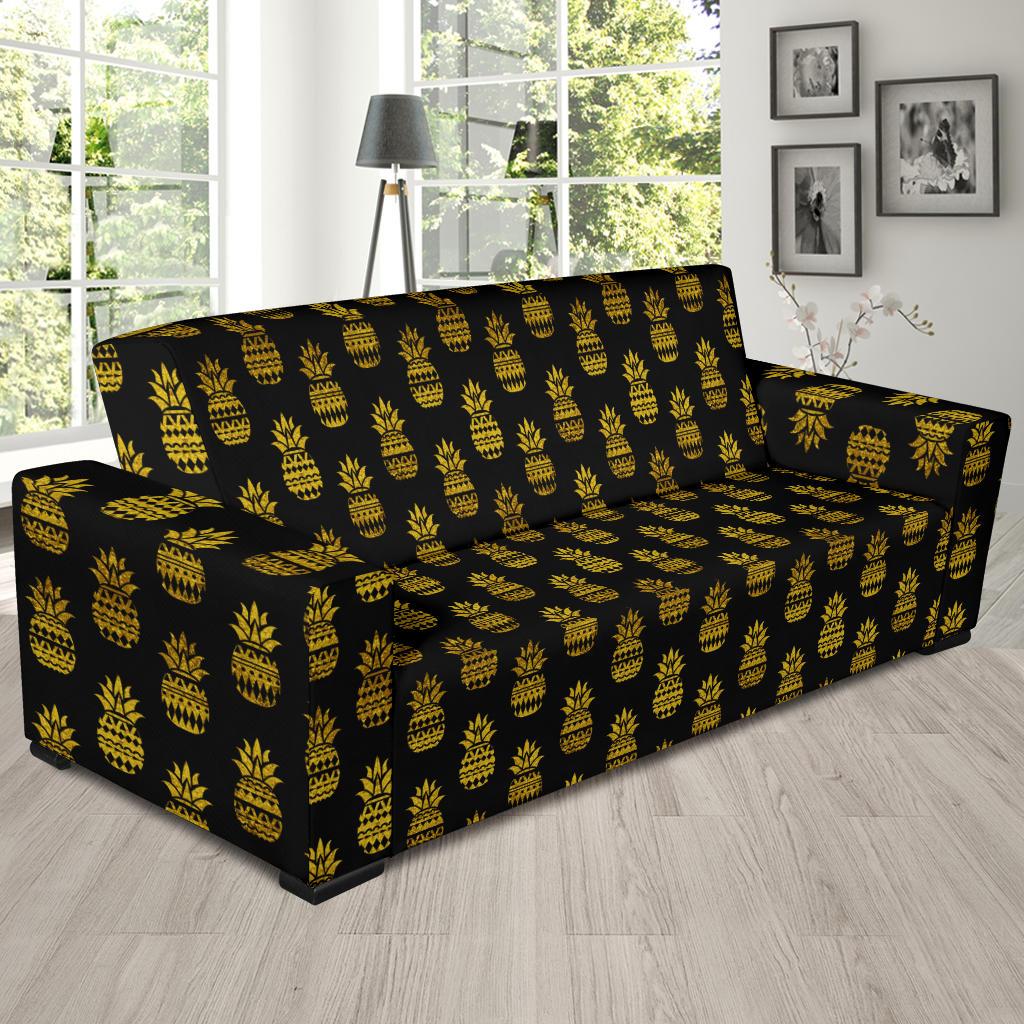 Pineapple Gold Tribal Style Print Sofa Slipcover-JTAMIGO.COM