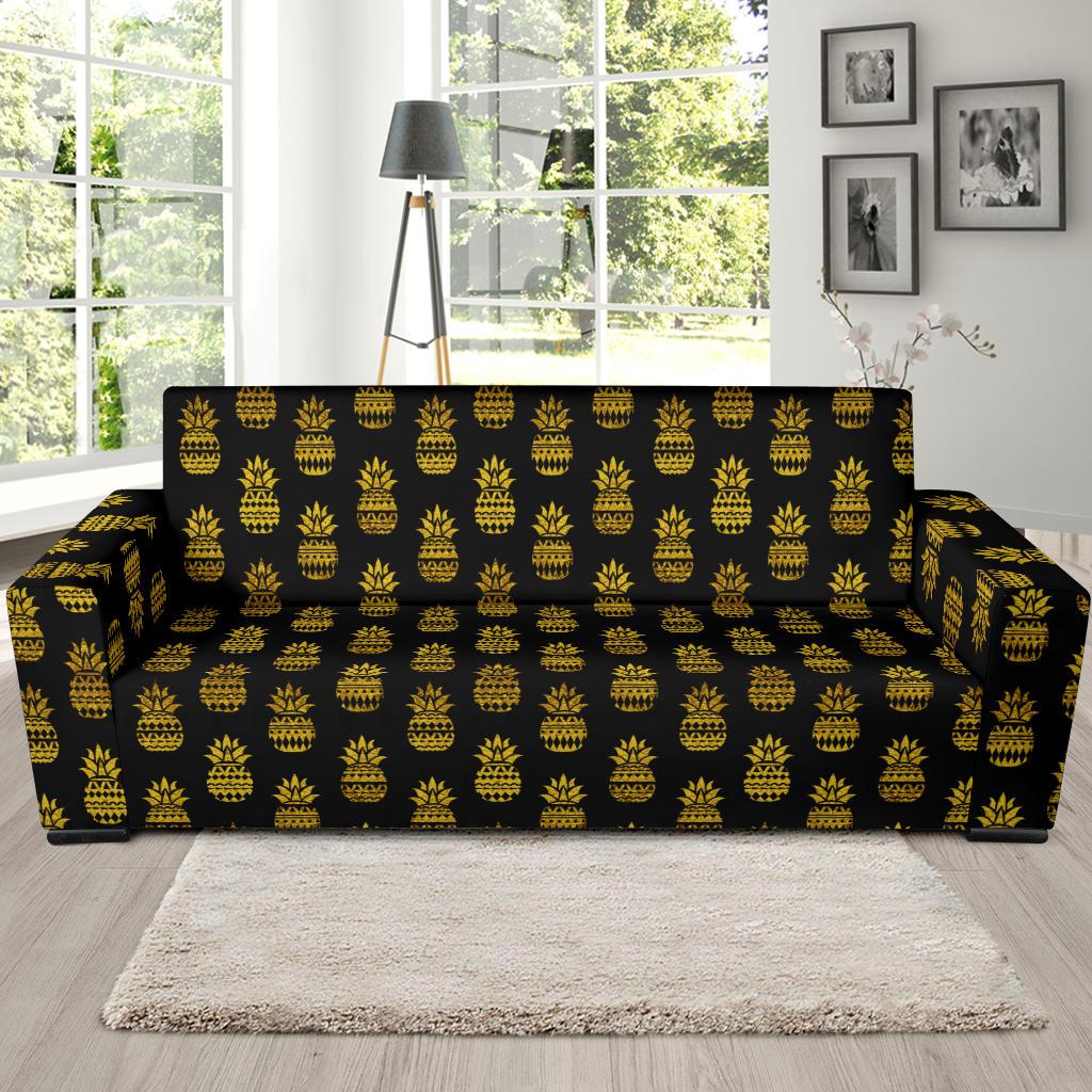 Pineapple Gold Tribal Style Print Sofa Slipcover-JTAMIGO.COM