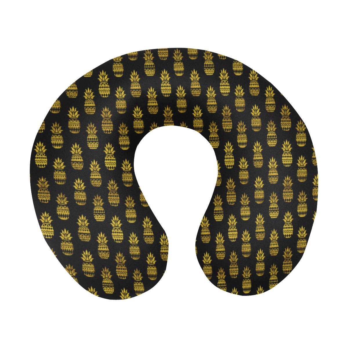 Pineapple Gold Tribal Style Print U-Shaped Travel Neck Pillow-JTAMIGO.COM