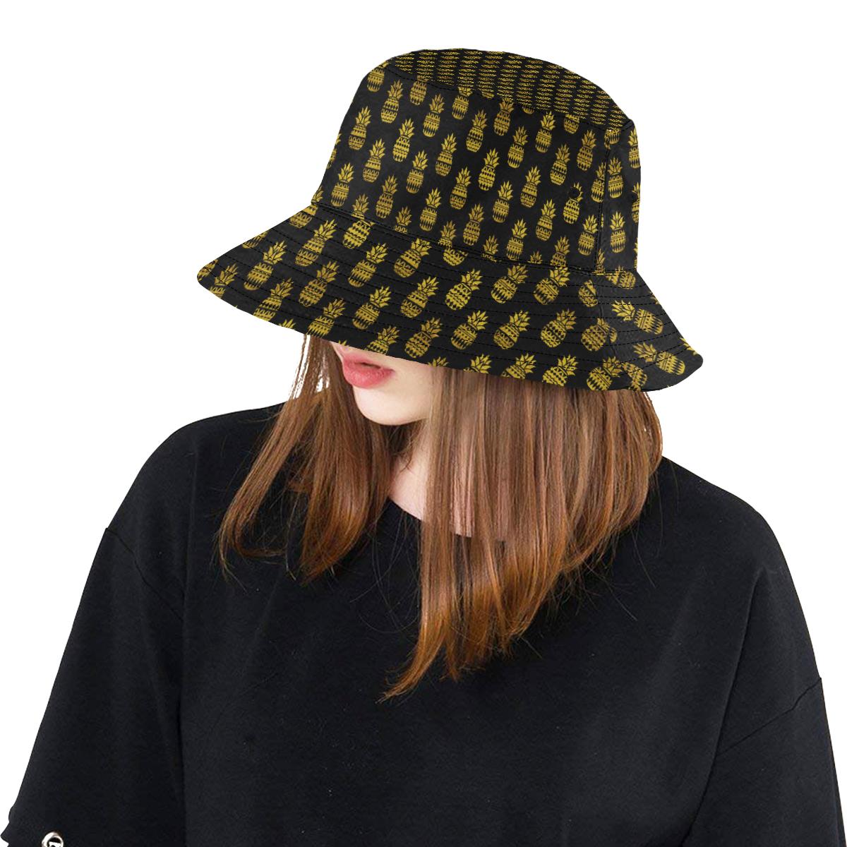 Pineapple Gold Tribal Style Print Unisex Bucket Hat