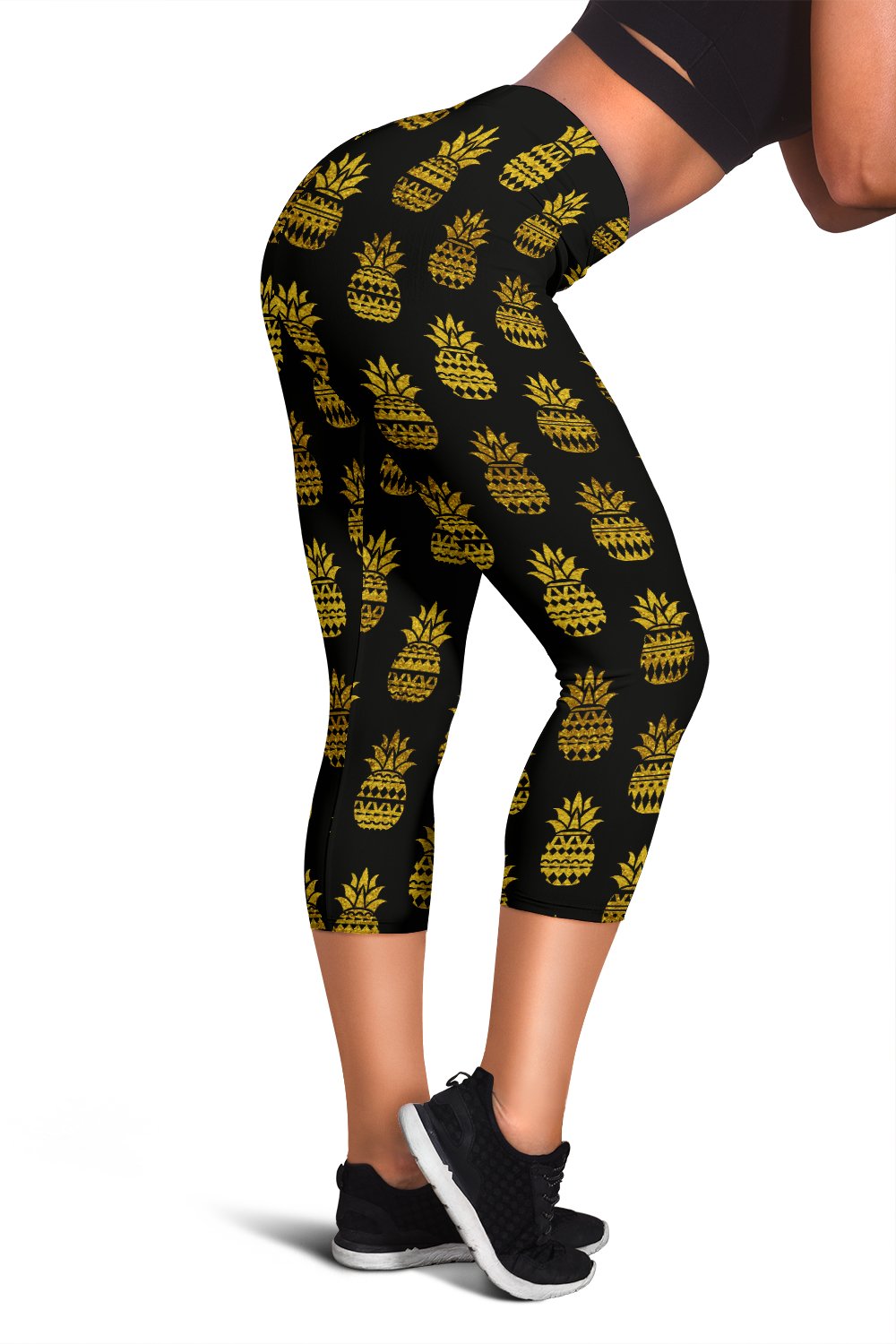 Pineapple Gold Tribal Style Print Women Capris