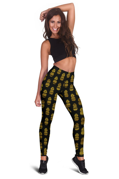 Pineapple Gold Tribal Style Print Women Leggings
