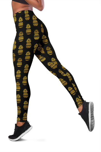 Pineapple Gold Tribal Style Print Women Leggings