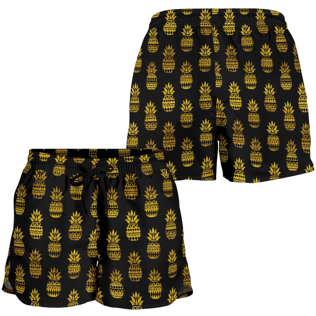 Pineapple Gold Tribal Style Print Women Shorts-JTAMIGO.COM