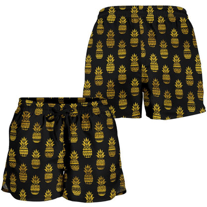 Pineapple Gold Tribal Style Print Women Shorts-JTAMIGO.COM