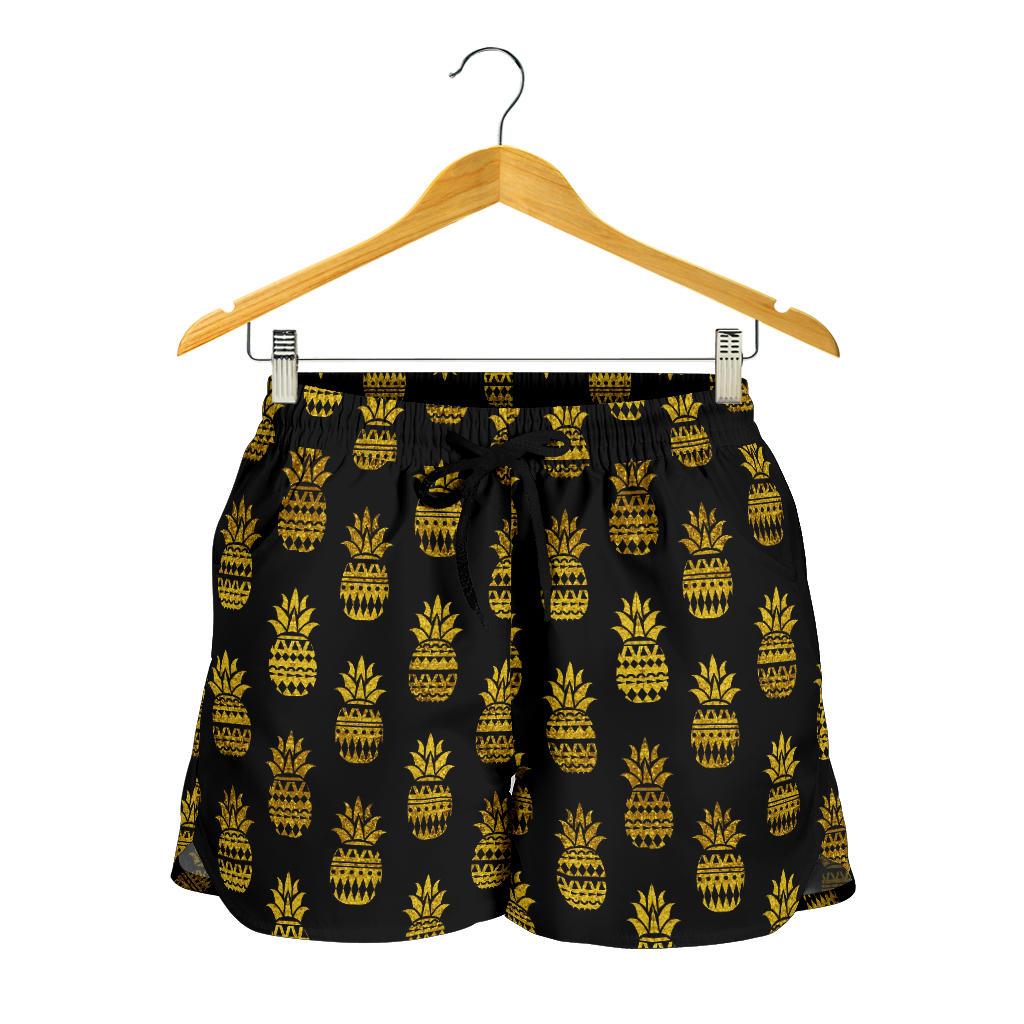 Pineapple Gold Tribal Style Print Women Shorts-JTAMIGO.COM