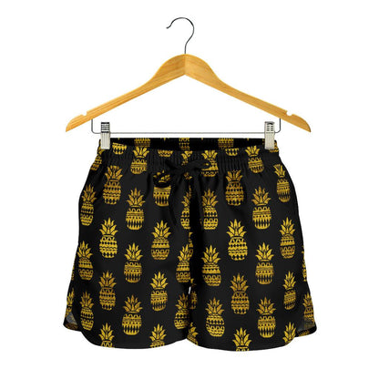 Pineapple Gold Tribal Style Print Women Shorts-JTAMIGO.COM