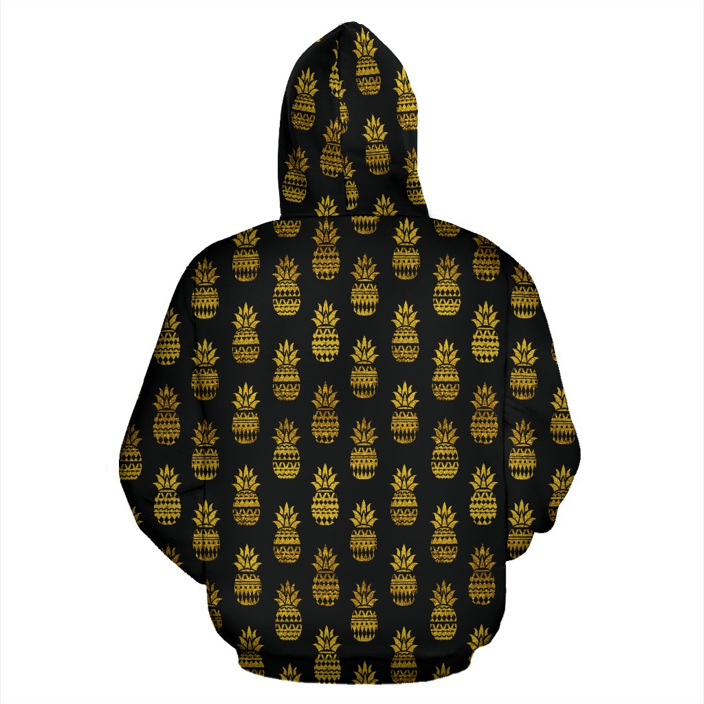Pineapple Gold Tribal Style Print Zip Up Hoodie