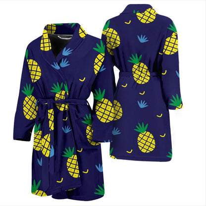 Pineapple Pattern Print Design A01 Men Bathrobe-JORJUNE.COM