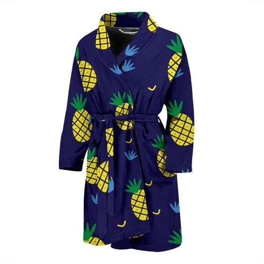 Pineapple Pattern Print Design A01 Men Bathrobe-JORJUNE.COM