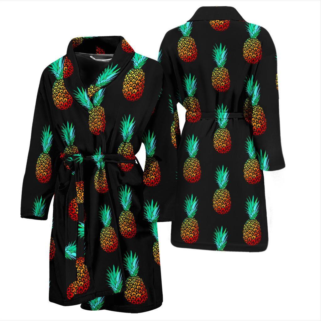 Pineapple Pattern Print Design A05 Men Bathrobe-JORJUNE.COM