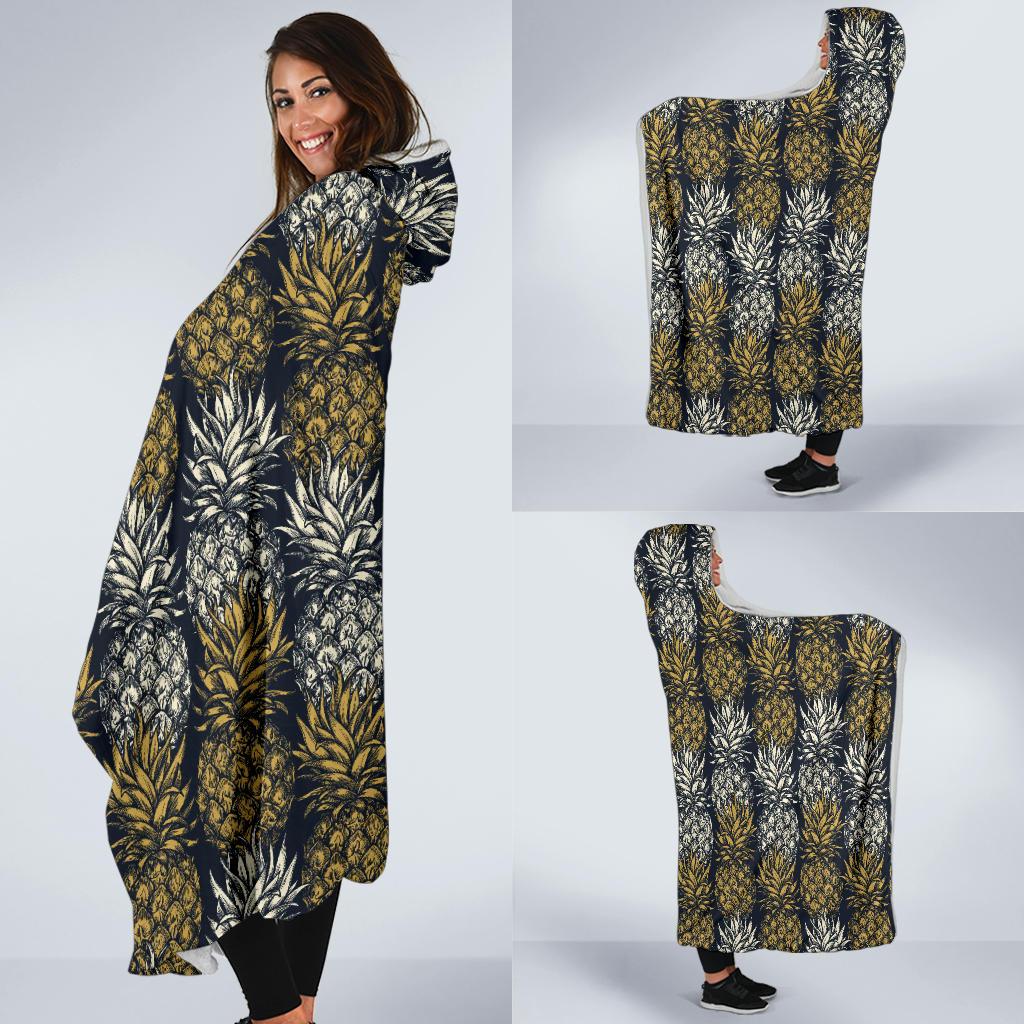 Pineapple Print Design Pattern Hooded Blanket-JTAMIGO.COM