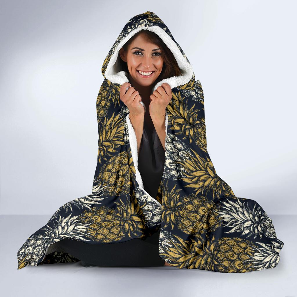 Pineapple Print Design Pattern Hooded Blanket-JTAMIGO.COM