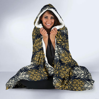Pineapple Print Design Pattern Hooded Blanket-JTAMIGO.COM
