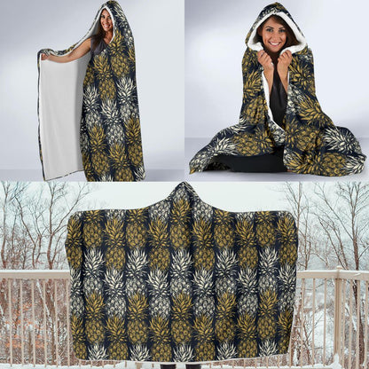 Pineapple Print Design Pattern Hooded Blanket-JTAMIGO.COM