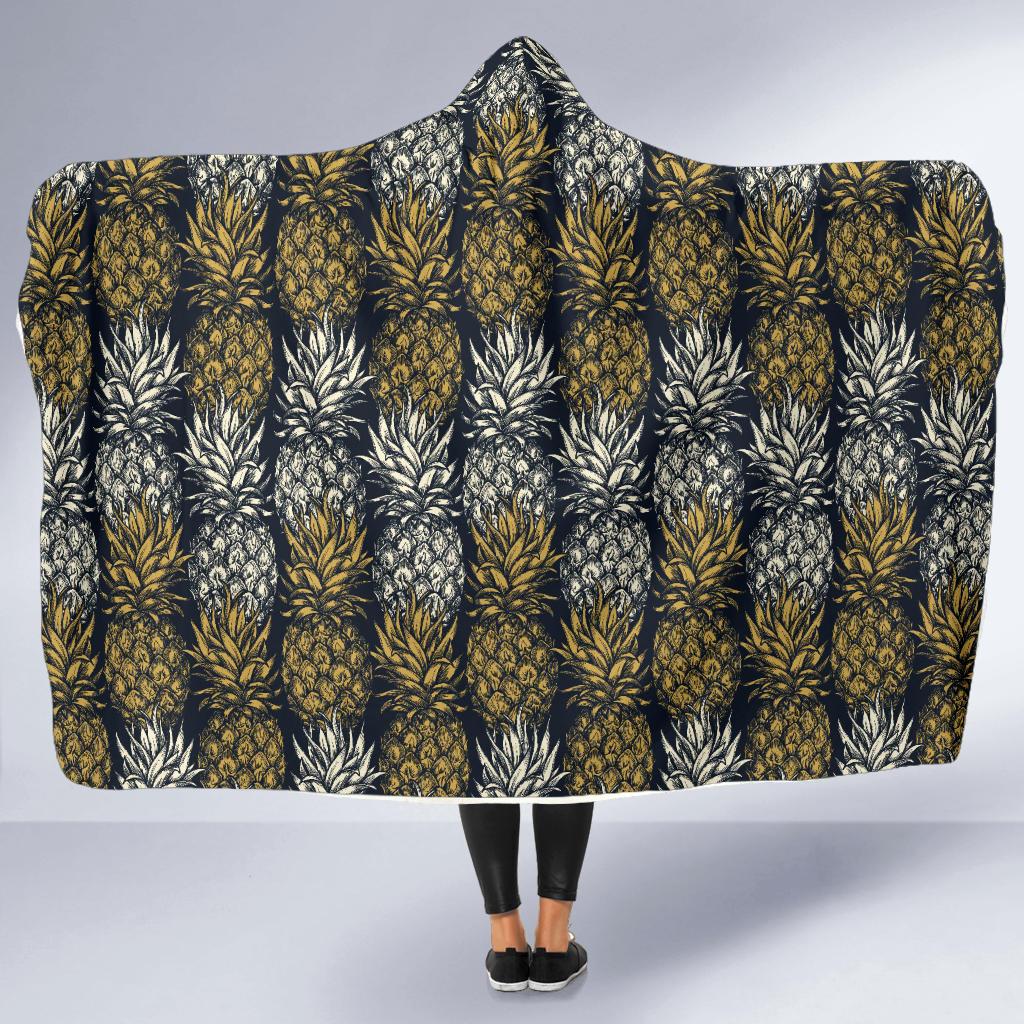 Pineapple Print Design Pattern Hooded Blanket-JTAMIGO.COM