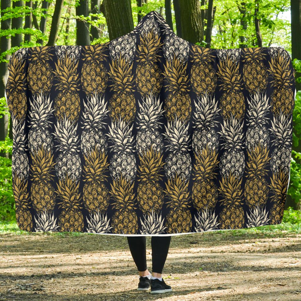 Pineapple Print Design Pattern Hooded Blanket-JTAMIGO.COM