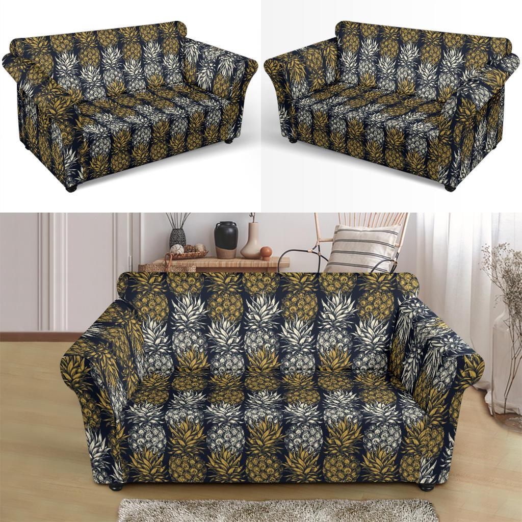 Pineapple Print Design Pattern Loveseat Slipcover-JTAMIGO.COM