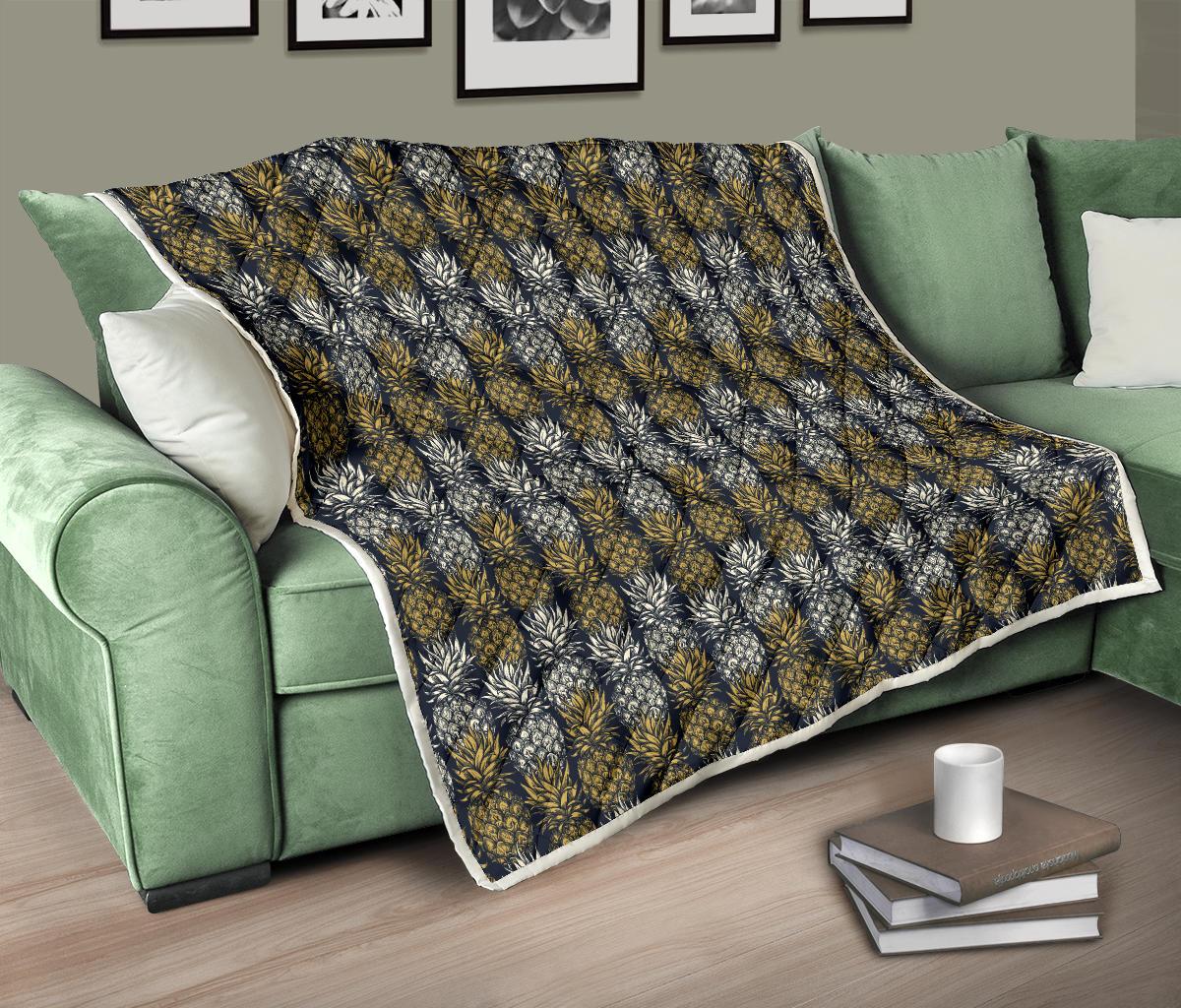 Pineapple Print Design Pattern Premium Quilt-JTAMIGO.COM