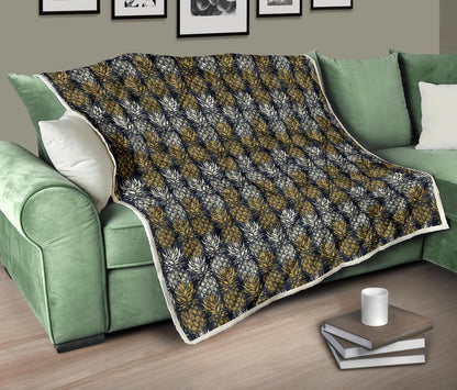 Pineapple Print Design Pattern Premium Quilt-JTAMIGO.COM