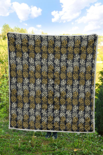 Pineapple Print Design Pattern Premium Quilt-JTAMIGO.COM