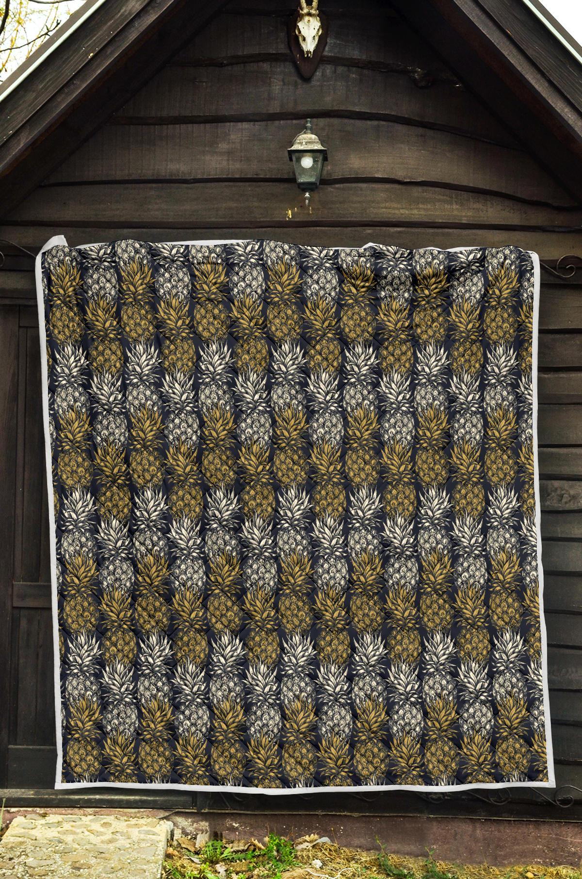 Pineapple Print Design Pattern Premium Quilt-JTAMIGO.COM