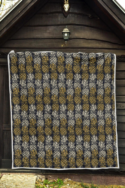 Pineapple Print Design Pattern Premium Quilt-JTAMIGO.COM