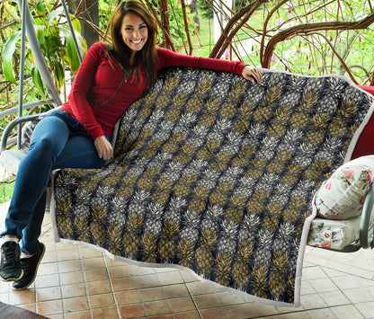 Pineapple Print Design Pattern Premium Quilt-JTAMIGO.COM
