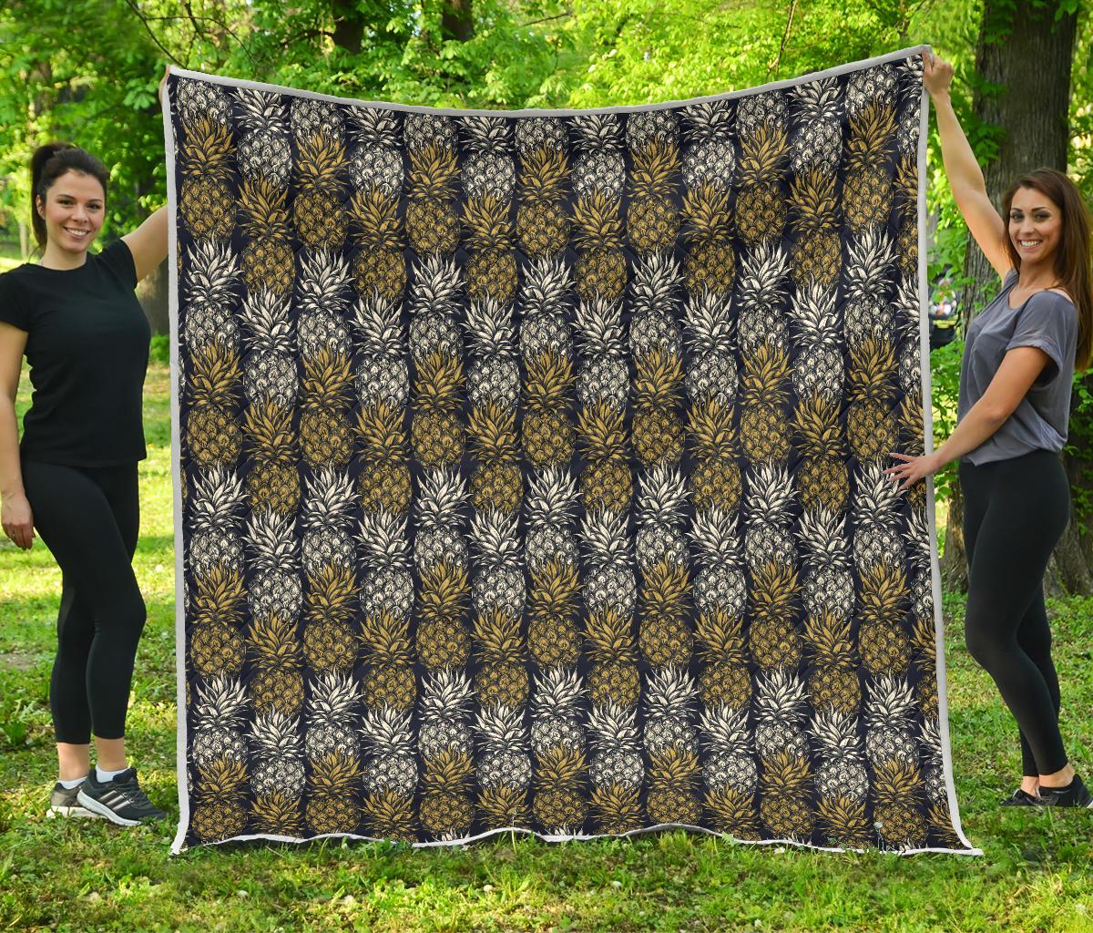 Pineapple Print Design Pattern Premium Quilt-JTAMIGO.COM