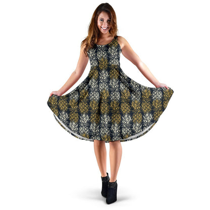 Pineapple Print Design Pattern Sleeveless Dress