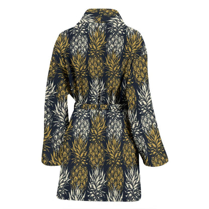 Pineapple Print Design Pattern Women Bath Robe-JTAMIGO.COM