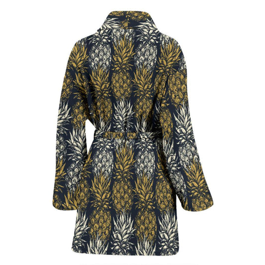 Pineapple Print Design Pattern Women Bath Robe-JTAMIGO.COM