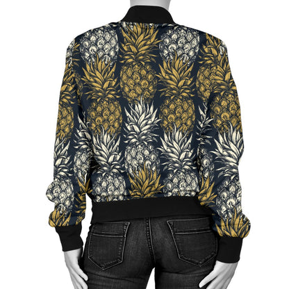 Pineapple Print Design Pattern Women Casual Bomber Jacket