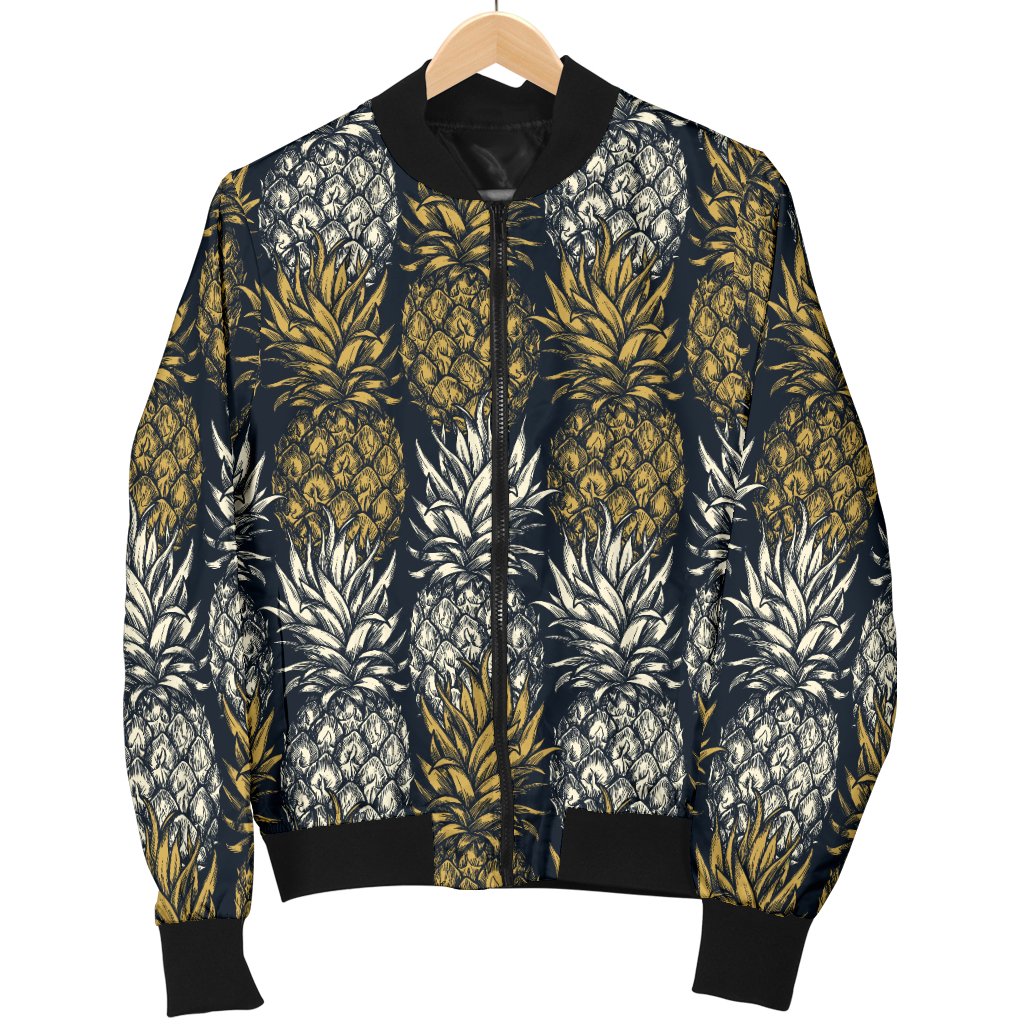 Pineapple Print Design Pattern Women Casual Bomber Jacket