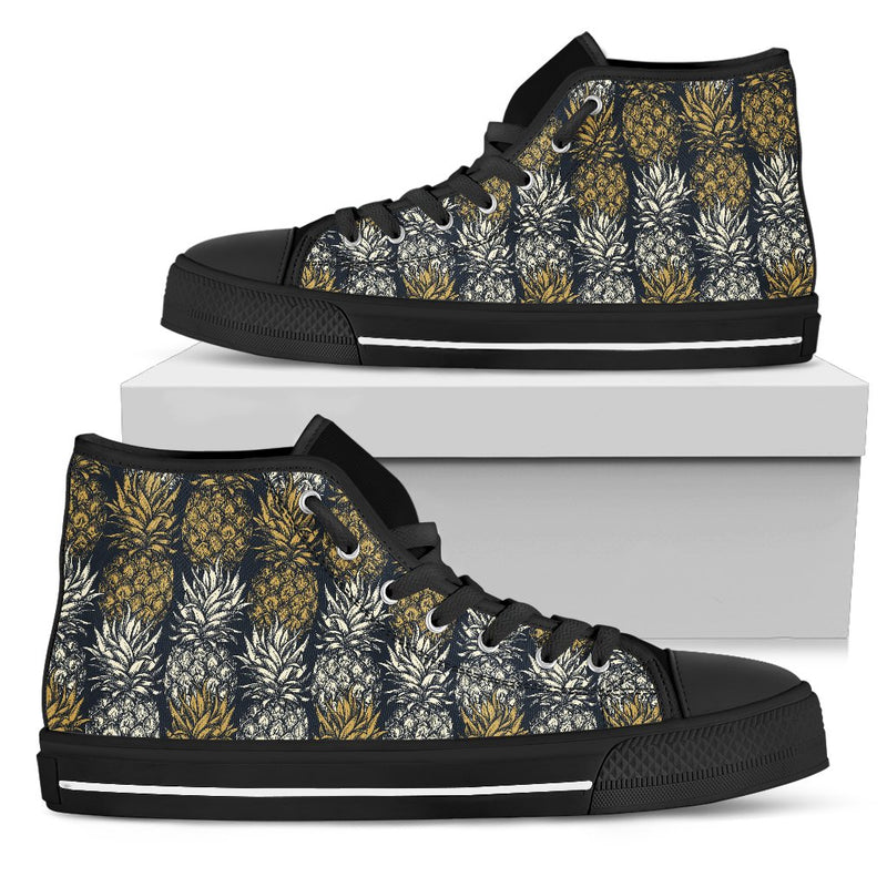 Pineapple Print Design Pattern Women High Top Shoes