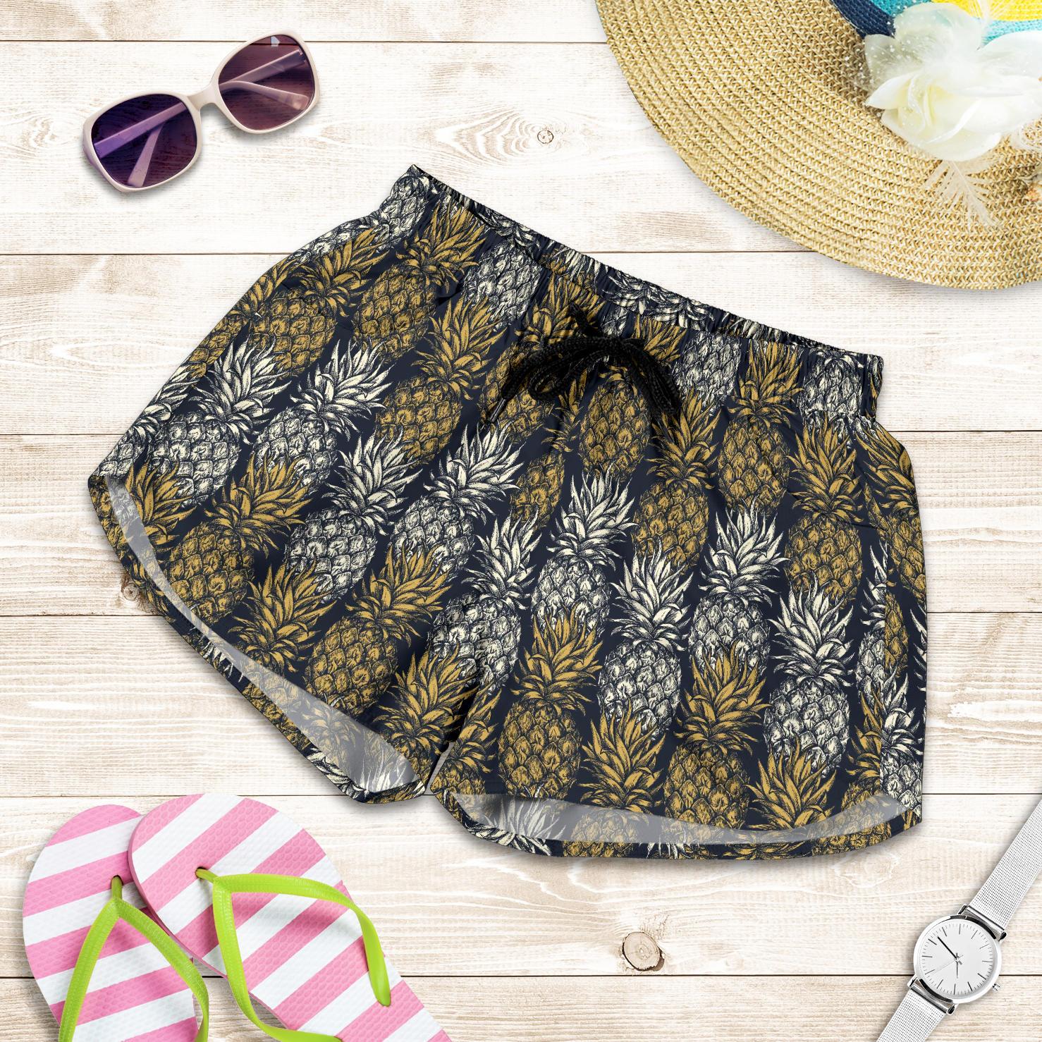 Pineapple Print Design Pattern Women Shorts-JTAMIGO.COM
