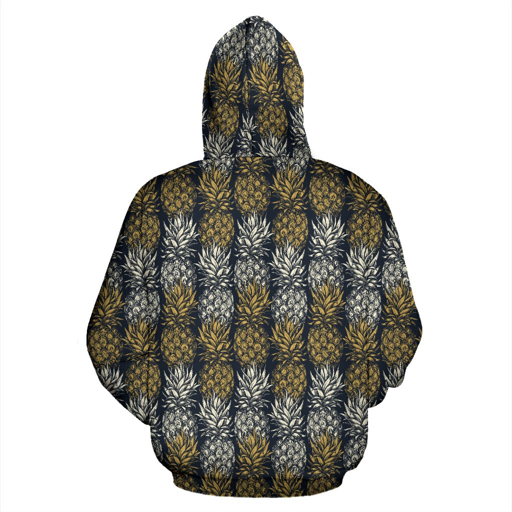Pineapple Print Design Pattern Zip Up Hoodie