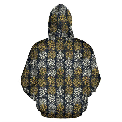 Pineapple Print Design Pattern Zip Up Hoodie