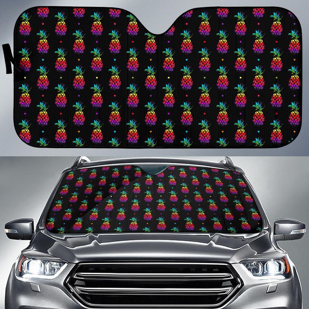 Pineapple Rainbow Dot Print Car Sun Shade For Windshield