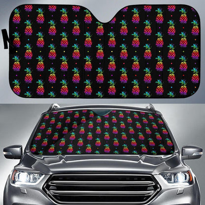 Pineapple Rainbow Dot Print Car Sun Shade For Windshield