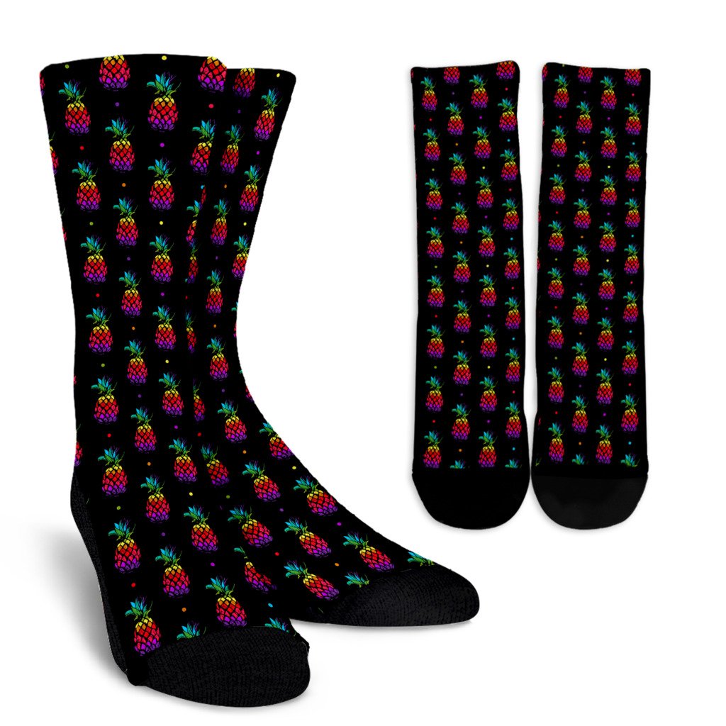 Pineapple Rainbow Dot Print Crew Socks
