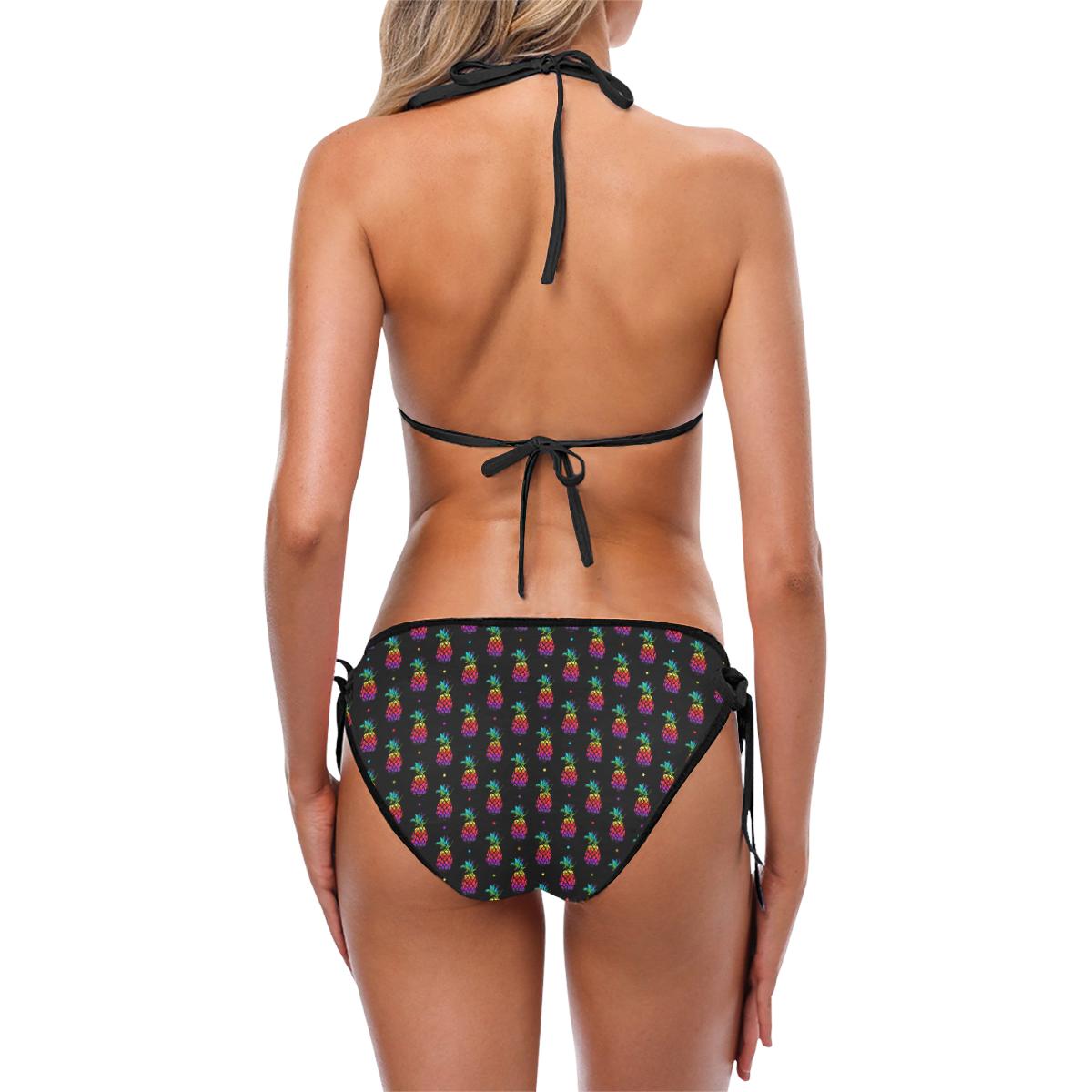 Pineapple Rainbow Dot Print Custom Bikini Swimsuit (Model S01)-JTAMIGO.COM