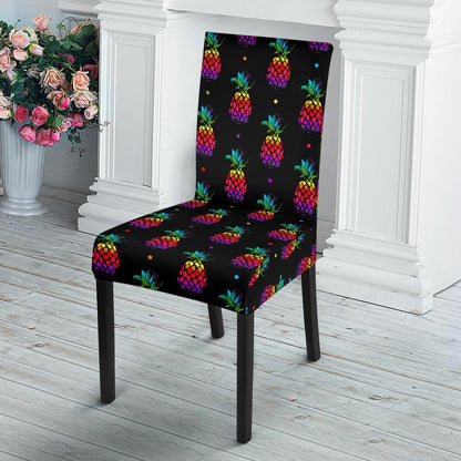Pineapple Rainbow Dot Print Dining Chair Slipcover-JTAMIGO.COM