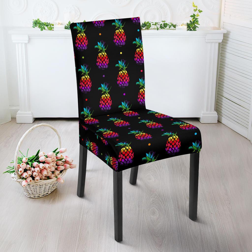 Pineapple Rainbow Dot Print Dining Chair Slipcover-JTAMIGO.COM