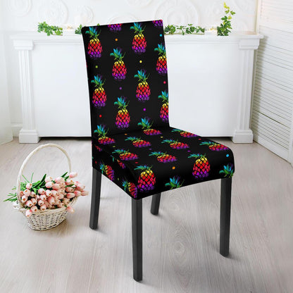 Pineapple Rainbow Dot Print Dining Chair Slipcover-JTAMIGO.COM
