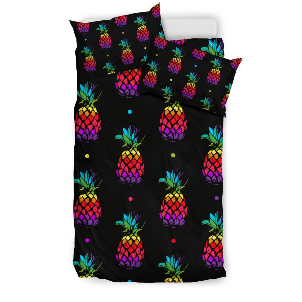 Pineapple Rainbow Dot Print Duvet Cover Bedding Set